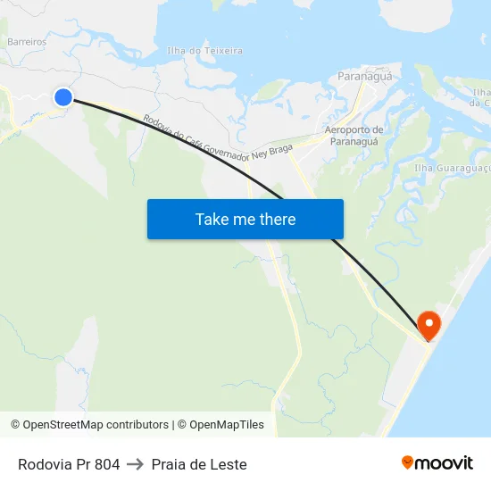 Rodovia Pr 804 to Praia de Leste map