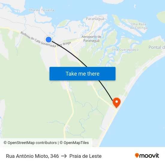 Rua Antônio Mioto, 346 to Praia de Leste map