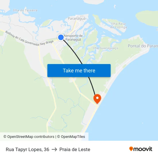 Rua Tapyr Lopes, 36 to Praia de Leste map