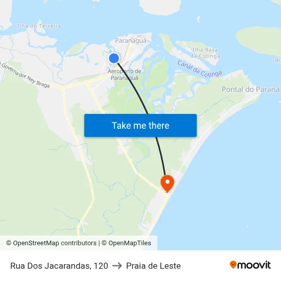 Rua Dos Jacarandas, 120 to Praia de Leste map