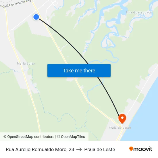 Rua Aurélio Romualdo Moro, 23 to Praia de Leste map
