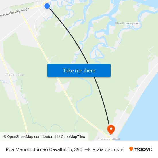 Rua Manoel Jordão Cavalheiro, 390 to Praia de Leste map