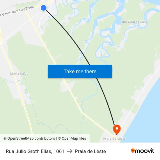Rua Júlio Groth Elias, 1061 to Praia de Leste map