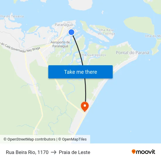 Rua Beira Rio, 1170 to Praia de Leste map