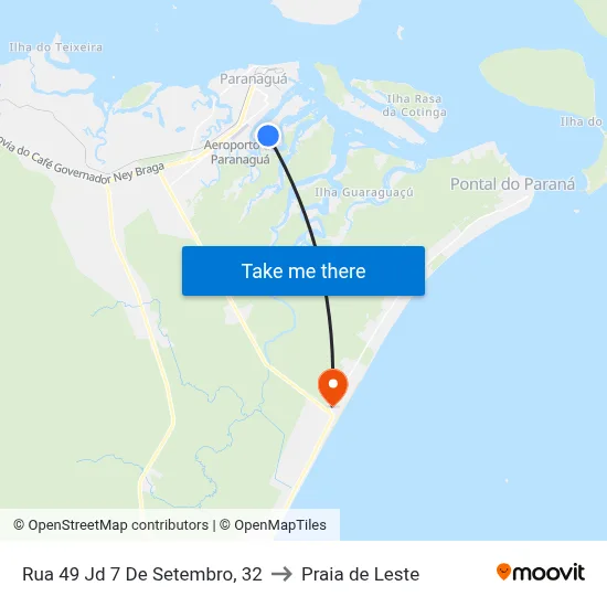 Rua 49 Jd 7 De Setembro, 32 to Praia de Leste map