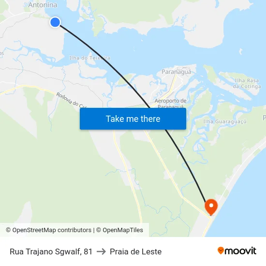 Rua Trajano Sgwalf, 81 to Praia de Leste map