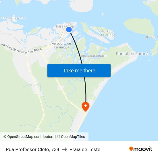 Rua Professor Cleto, 734 to Praia de Leste map