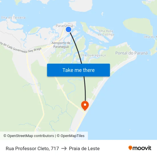 Rua Professor Cleto, 717 to Praia de Leste map