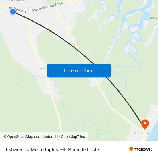 Estrada Do Morro Inglês to Praia de Leste map