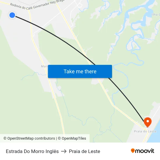 Estrada Do Morro Inglês to Praia de Leste map