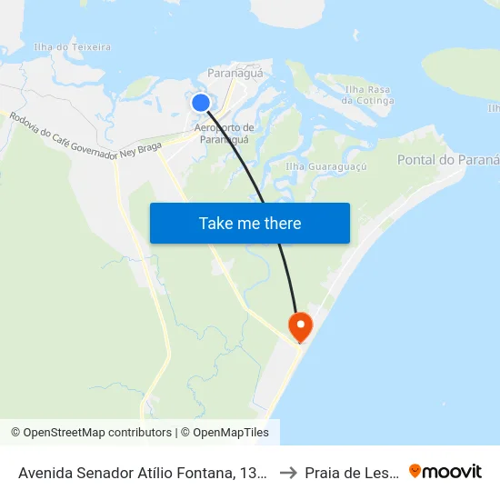 Avenida Senador Atílio Fontana, 1333 to Praia de Leste map