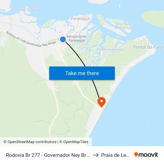 Rodovia Br 277 - Governador Ney Braga to Praia de Leste map