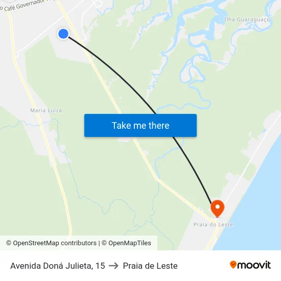 Avenida Doná Julieta, 15 to Praia de Leste map