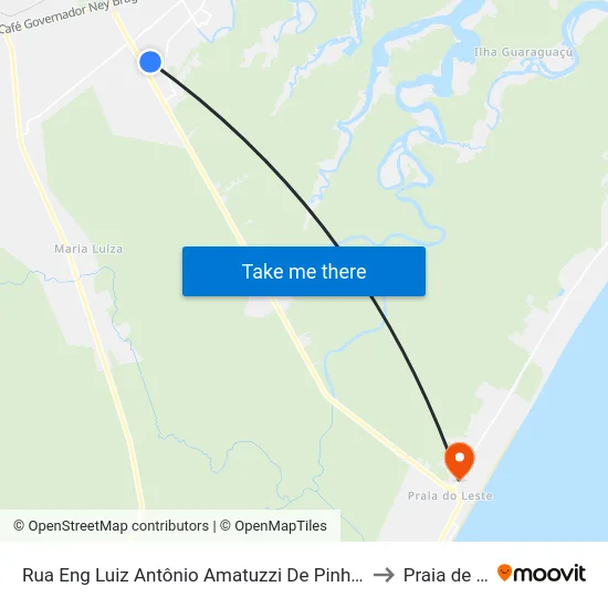 Rua Eng Luiz Antônio Amatuzzi De Pinho, 325 - Ouro Fino to Praia de Leste map