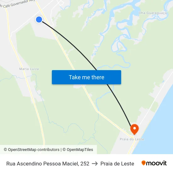 Rua Ascendino Pessoa Maciel, 252 to Praia de Leste map
