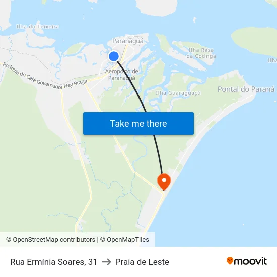 Rua Ermínia Soares, 31 to Praia de Leste map