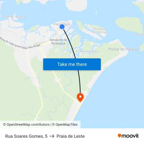 Rua Soares Gomes, 5 to Praia de Leste map