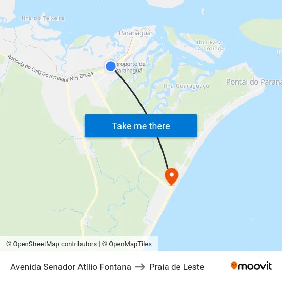 Avenida Senador Atílio Fontana to Praia de Leste map