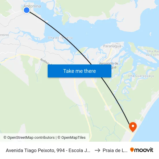 Avenida Tiago Peixoto, 994 - Escola João Paulino to Praia de Leste map