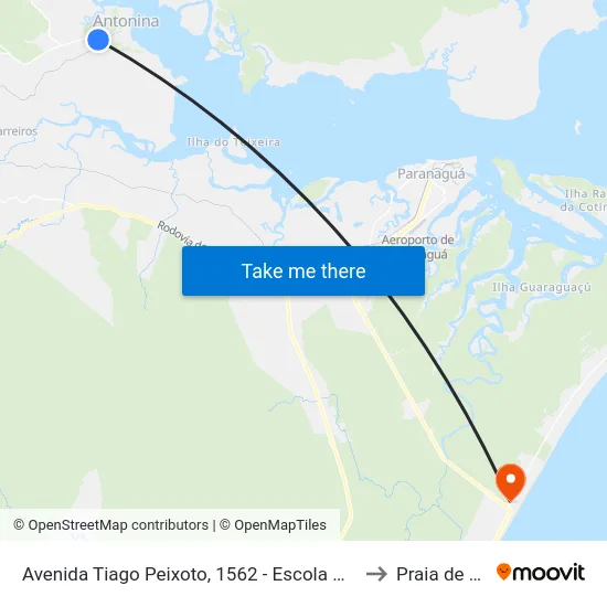 Avenida Tiago Peixoto, 1562 - Escola Maria Arminda to Praia de Leste map