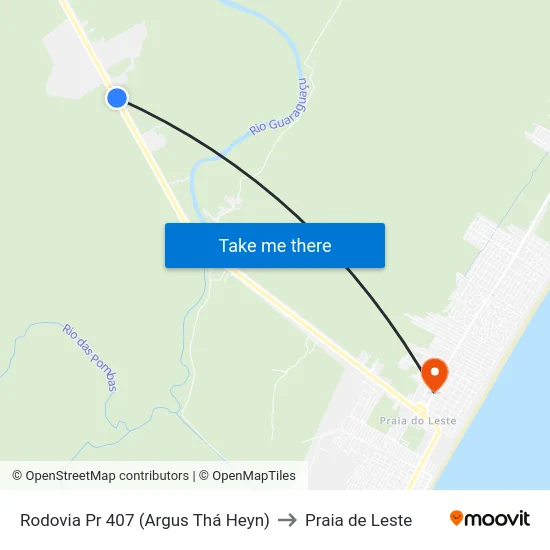 Rodovia Pr 407 (Argus Thá Heyn) to Praia de Leste map