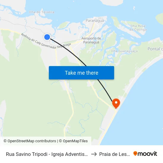 Rua Savino Tripodi - Igreja Adventista to Praia de Leste map