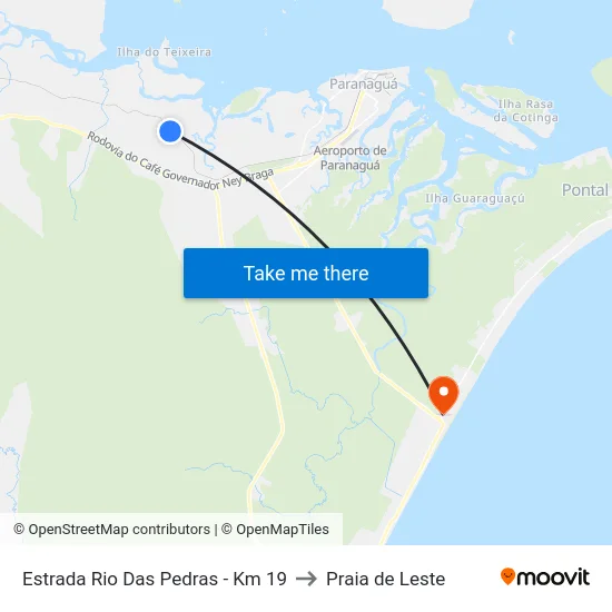 Estrada Rio Das Pedras - Km 19 to Praia de Leste map