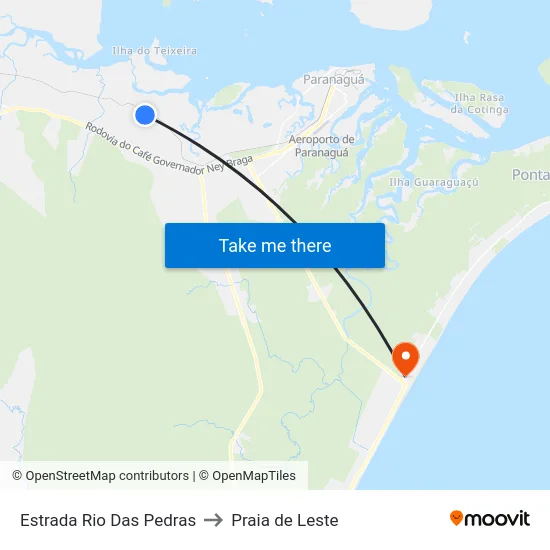 Estrada Rio Das Pedras to Praia de Leste map