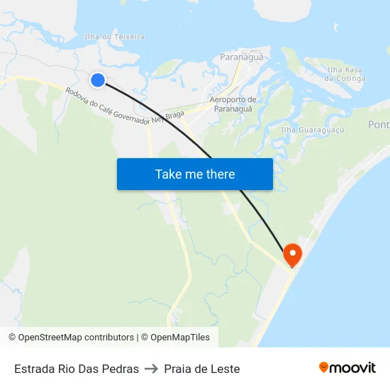 Estrada Rio Das Pedras to Praia de Leste map