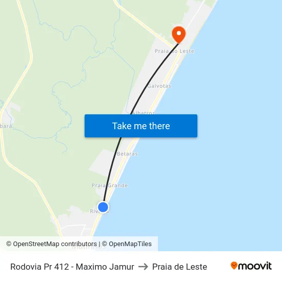Rodovia Pr 412 - Maximo Jamur to Praia de Leste map