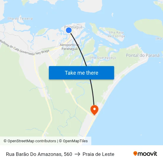 Rua Barão Do Amazonas, 560 to Praia de Leste map