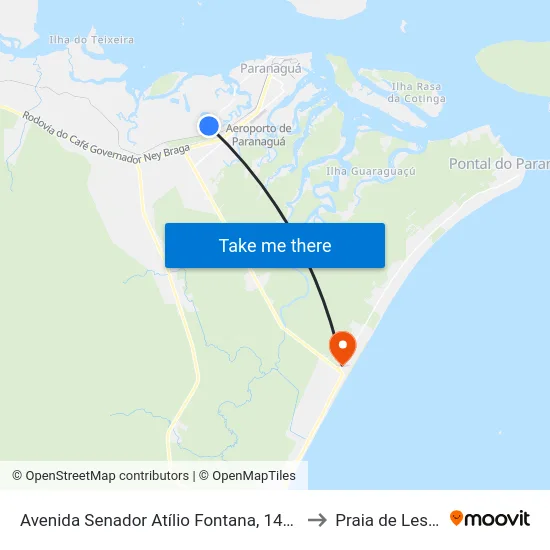 Avenida Senador Atílio Fontana, 1480 to Praia de Leste map