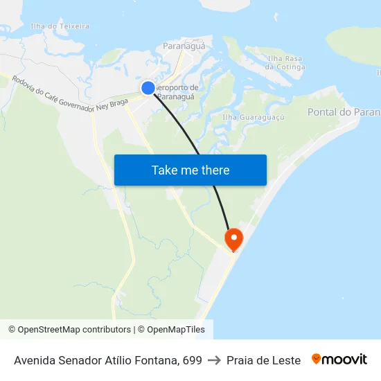 Avenida Senador Atílio Fontana, 699 to Praia de Leste map