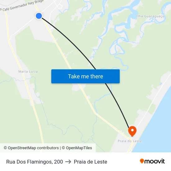 Rua Dos Flamingos, 200 to Praia de Leste map