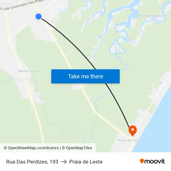 Rua Das Perdizes, 193 to Praia de Leste map