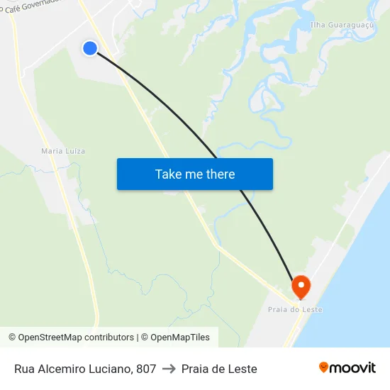 Rua Alcemiro Luciano, 807 to Praia de Leste map
