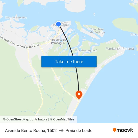 Avenida Bento Rocha, 1502 to Praia de Leste map