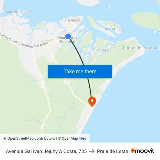 Avenida Gal Ivan Jejuhy A Costa, 735 to Praia de Leste map