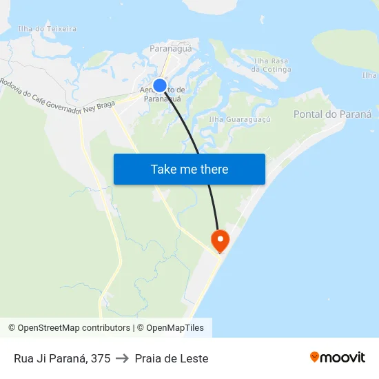 Rua Ji Paraná, 375 to Praia de Leste map