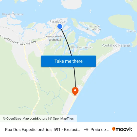 Rua Dos Expedicionários, 591 - Exclusivo Intermunicipal to Praia de Leste map