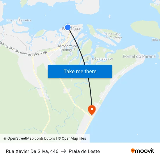 Rua Xavier Da Silva, 446 to Praia de Leste map
