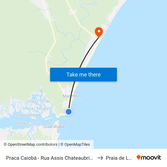 Praca Caiobá - Rua Assis Chateaubriand 120 to Praia de Leste map