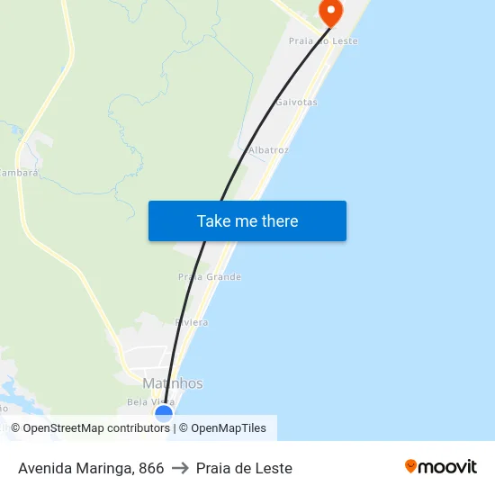 Avenida Maringa, 866 to Praia de Leste map