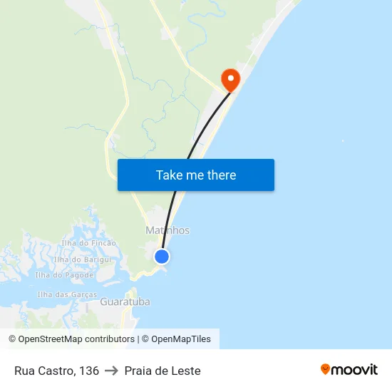 Rua Castro, 136 to Praia de Leste map