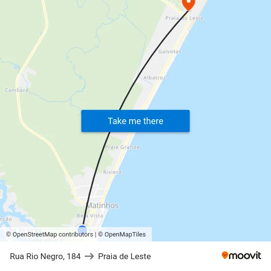Rua Rio Negro, 184 to Praia de Leste map