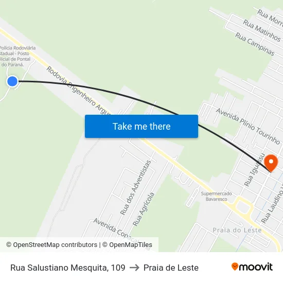Rua Salustiano Mesquita, 109 to Praia de Leste map