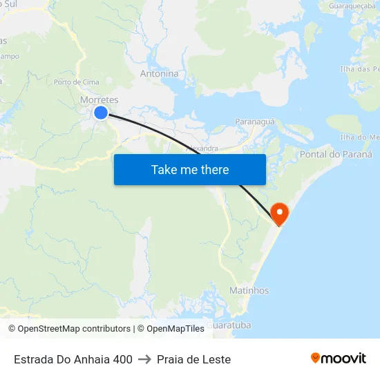 Estrada Do Anhaia 400 to Praia de Leste map