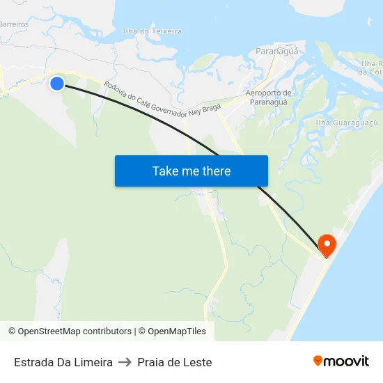 Estrada Da Limeira to Praia de Leste map