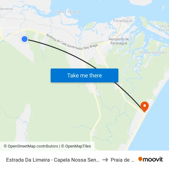 Estrada Da Limeira - Capela Nossa Senhora Da Glória to Praia de Leste map