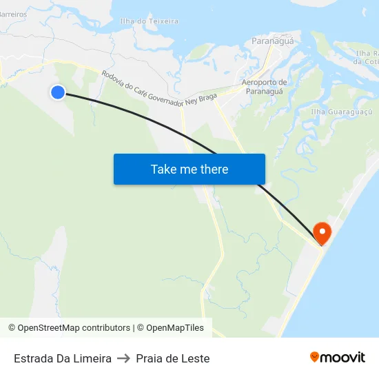 Estrada Da Limeira to Praia de Leste map